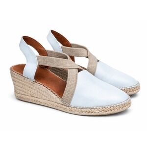 Toni‎ Pons EU 41 US 9.5 to 10 White Leather Espadrille Wedge Sandals Resort Wear